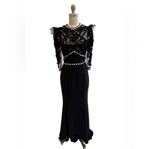 Dolce & Gabbana FW 2010 Runway Black Evening Gown w/ Crystal Trim IT 38